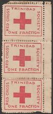 Trinidad 1914 KGV Red Cross ½d One Fraction Strip of 3 Unused SG157 cat£96 TONES