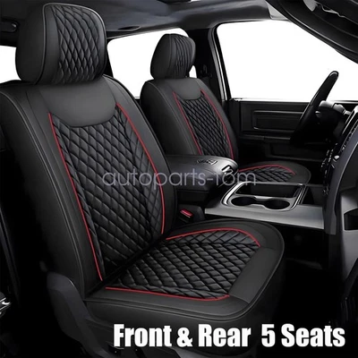For Mercedes-Benz Car 5-Seat Covers Full Faux Waterproof Cushion Protector Black - Image 1 of 4