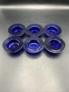 6 Cobalt Blue Glass Tealight Candle Holders 3”x1” BB29 - Picture 1 of 5