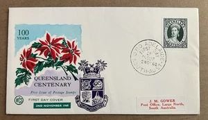 Australia 1960 Queensland Centenary FDC • Poinsettia Cachet • Embossed Design - Picture 1 of 6