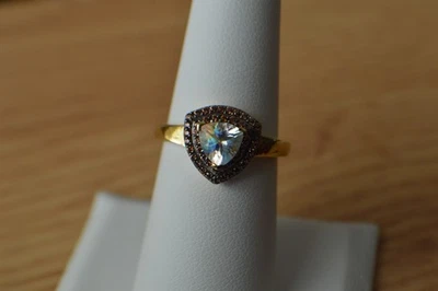 1.20ct Malagasy Moonstone /Zircon Ring 18k YG Plated over Sterling Silver Size 8 - Image 1 of 4