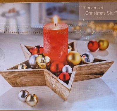Kerzenset Christmas Star Rustic-Finish  Weihnachtliches Arrangement - Bild 1 von 2