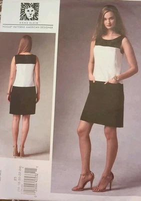 VOGUE ANNE KLIEN Pattern V1382 Misses' SEMI-FITTED DRESS size 16-18-20-22-24 CUT - Image 1 of 4