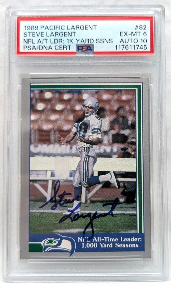 1989 Pacific Steve Largent #82 Autographed Certified - PSA DNA 6 EX-MT, Auto 10 - Image 1 of 2