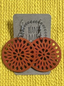 Große orange Ohrringe NEU aufwendige orange Scheibenoptik - Bild 1 von 8