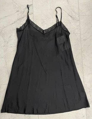 New Johnny Was Silk Lace Trim Tank Slip In Black Size: XS - Image 1 of 4
