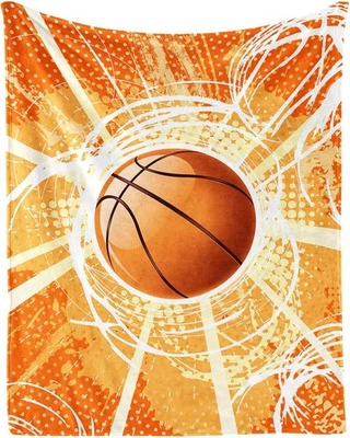 Decke, 40"x30" Flanell-Decke mit Sportball-Motiv, Basketball-Decken - Bild 1 von 4