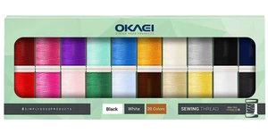 OKAEI Nähgarn set 20 farbige Polyester-Nähfäden,Nähmaschinen Garn,Overlockgarn - Bild 1 von 3