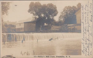 Miller's Mill Dam Franklin New York NY 1906 RPPC Real Photo Postcard - Picture 1 of 4
