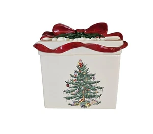 SPODE CHRISTMAS TREE Rectangular 'PRESENT' COVERED CANDY DISH - Picture 1 of 10