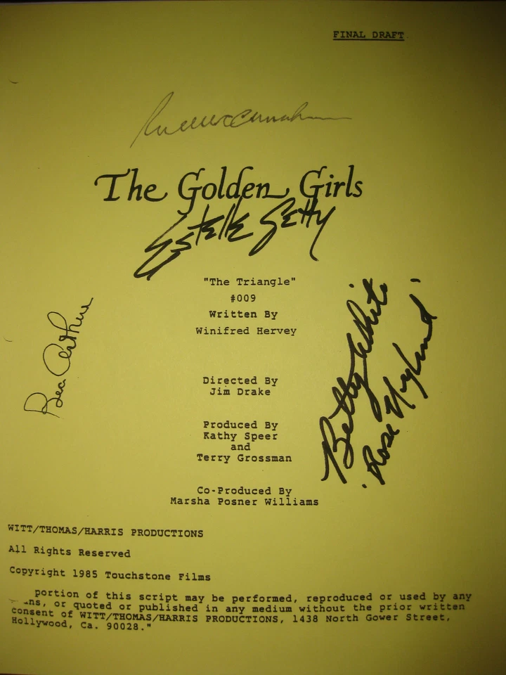 The Golden Girls Signed TV Script Betty White Bea Arthur Rue McClanahan reprint  - Image 1 of 1