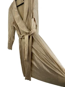 20W Adrianna Papell Dress Metallic Jersey Gold US V-Neck Faux Wrap Tuxedo NWT - Picture 1 of 14
