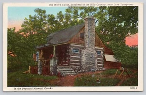 Schöne Missouri Ozarks Old Matts Hütte in der Nähe des Lake Taneycomo Leinen Postkarte - Bild 1 von 2