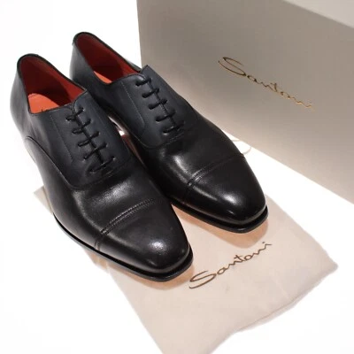 Sapatos sociais Santoni novo com etiquetas Dogsbody Derby tamanho 7.5 EUA 8.5 em couro ombre azul - Imagem 1 de 4