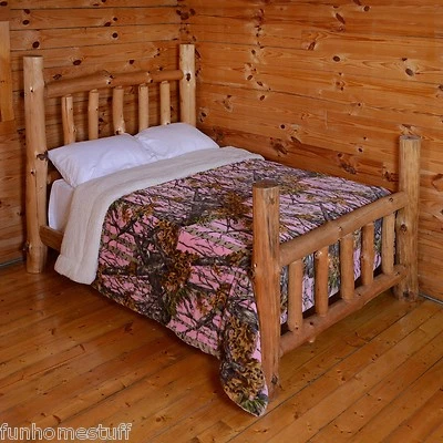 JUEGO DE SÁBANAS MANTA SHERPA ROSA CAMUFLAJE MADERAS LUJO 7 PIEZAS TAMAÑO QUEEN COMBO Foto 1 de 2