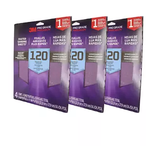 (4-Pk) X 3 -3M Pro Grade Precision Advanced Sanding Sheets 120 Grit Med 9" x 11" - Picture 1 of 2