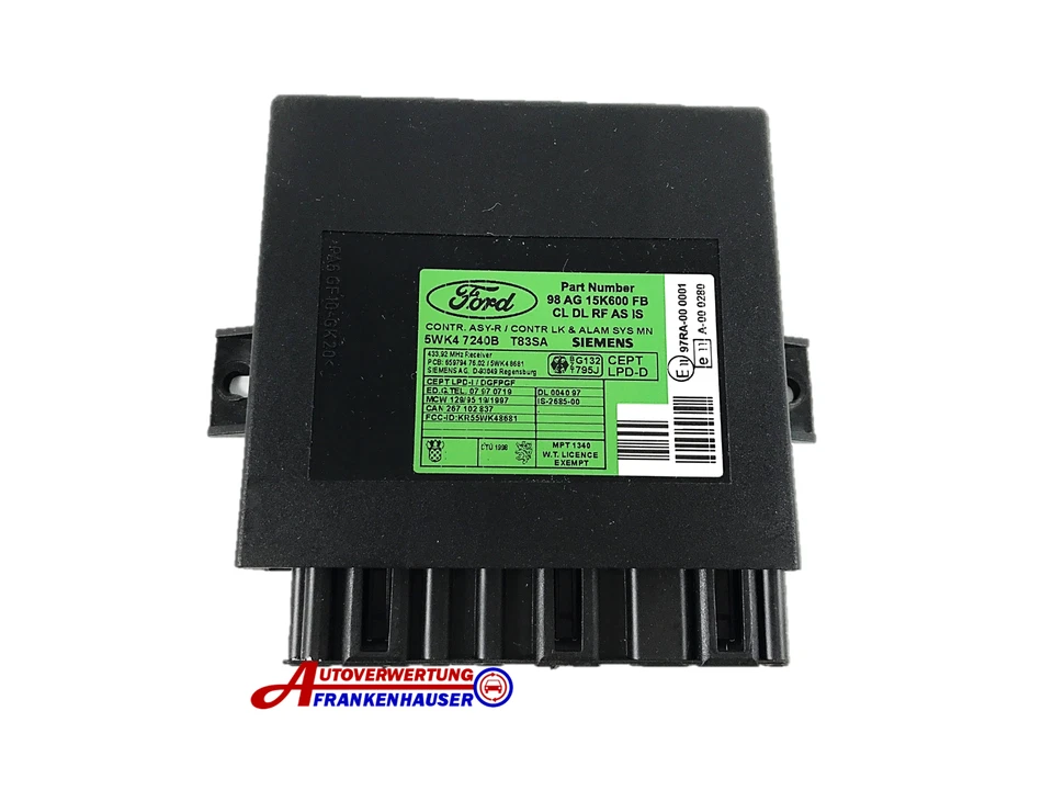 Ford Cougar Mondeo II Zv Chiusura Centralizzata Allarme Centralina 98AG15K600FB - Immagine 1 di 1