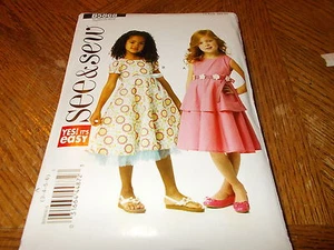 Butterick Muster B5868 Mädchen EZ SEE & SEW Kleid mit Rock ~ Stufenrock ~ Ärmel opt 3-6 - Bild 1 von 2