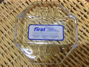 First United Bank Clear Glass Ashtray Middletown Mooreland Sulphur Springs - Picture 1 of 6