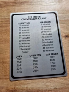 Air Fryer Food Conversion Cook Time Temperature Drawer Oven Kitchen Metal Sign - Picture 1 of 5