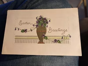 Ostergrüße mit Vase mit lila Blumen - Bild 1 von 2