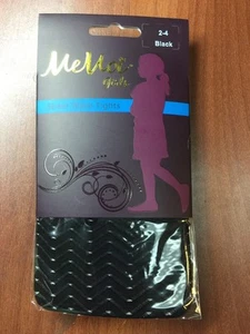 Memoi Girls Black Sheer Wave Tights 2-4 33"-38" H/28-38lbs Weight #4 - Picture 1 of 3