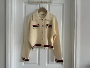 SALE!Brand New Sandro Paris Beige Scalloped Cardigan size2/38/AU10 - Picture 1 of 18