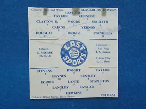 HAND SIGNED - Blackburn Rovers 1957/58 - Signed by 5 - Line ups from programme - Picture 1 of 6
