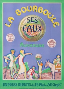 LA BOURBOULE SES EAUX AUVERGNE CURE GOLF TENNIS TRAINS 1930 VINAGE POSTER - Picture 1 of 1