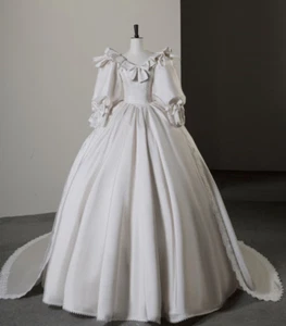 Vestidos de novia vintage de satén de mediados de siglo medias mangas cuello cuadrado vestidos de novia - Imagen 1 de 9
