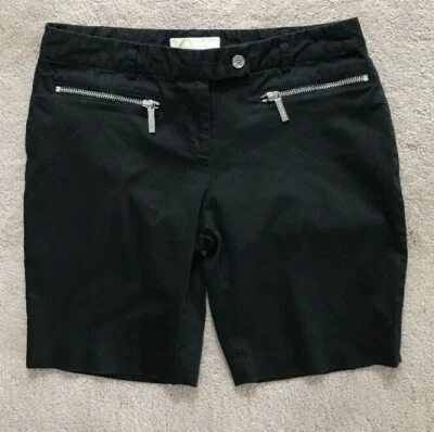 Michael Kors Black  97 % Cotton Stretch Flat Front Shorts  Sz 4 - Image 1 of 2