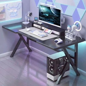 Gaming Desk Table Sturdy PC Workstation Desk for Home Office with Cable Holes - Picture 1 of 13