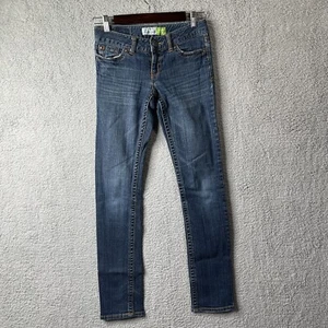 Jeans Aéropostale para mujer talla 0 R azul Bayla ajustados tiro bajo denim 5 bolsillos - Imagen 1 de 15
