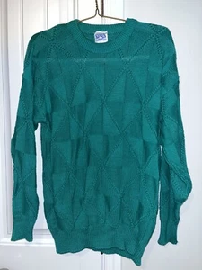 Suéter Pullover Texturizado Tejido Suave Verde Kelly Pequeño Sharky’s Drygoods De Colección - Imagen 1 de 5