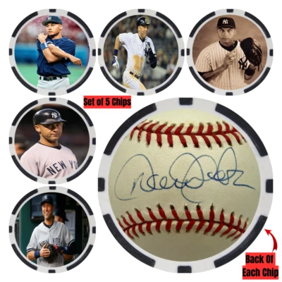 Conjunto de fichas de pôquer Derek Jeter ASSINADO Baseball Legends (5) - Imagem 1 de 2