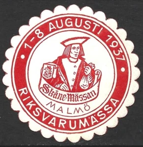 Sweden 1937 Malmö Riksvarumässa Cinderella Poster stamp Seal F/VF-HR - Picture 1 of 2
