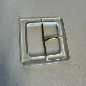 Vintage Clear Belt Buckle Lucite Acrylic Square 2-7/8" Metal Tongue EUC OOAK - Picture 1 of 5