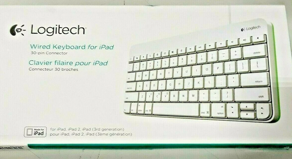 LOGITECH Wired Keyboard For iPad W/ 30 Pin Connector Cable & iOS Shortcut Keys - Image 1 of 1