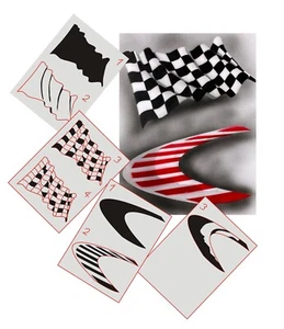 AS-371 Racing Flag step by step stencil template acrylic airbrush spray wall - Picture 1 of 3