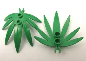 LEGO x2 Green Plant Leaves 6x5 Swordleaf with Open O Clip Thick Réf 10884 - Imagen 1 de 1