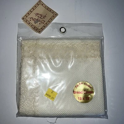 Vintage Crafter's Pride Sal-Em Cloth Ivory Breadcover 14 Count Lace 18" x 18" - Image 1 of 4