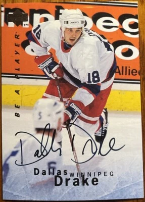 1995-96 Be A Player Autographs Dallas Drake #S83 Winnipeg Jets - Image 1 of 2