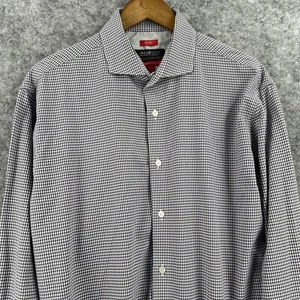 Kenneth Cole Camicia Uomo 17 32/33 Grigio Non Ferro Slim Fit Vestito Bottoni - Foto 1 di 10