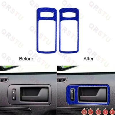 Blue Carbon Fiber Inner Door Handle Frame Cover Trim For Ford Mustang 2009-2013 - Изображение 1 из 4