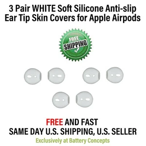 3 Pair-WHITE Earbuds In Ear Silicone Anti Slip Eartip Skin Covers Apple AirPods - Picture 1 of 2