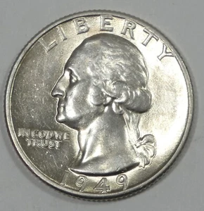 Cuarto de dólar Washington 1949-D bonito casi sin circular plata 25c - Imagen 1 de 4