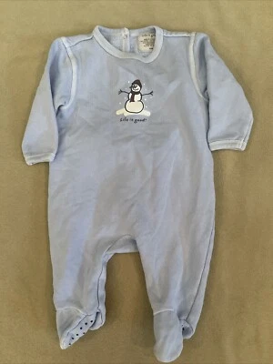Life Is Good Sweatshirt Romper Baby Boys Girls 12 Months Snowman - Image 1 of 4