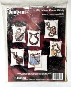Janlynn Christmas Cross Stitch Kit #50-392 MUSICAL ANTIQUE ORNAMENTS Set of Six - Picture 1 of 8