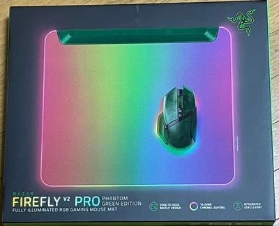 Alfombrilla de ratón para juegos Razer Firefly V2 Pro Phantom edición verde RGB L sin abrir Foto 1 de 2