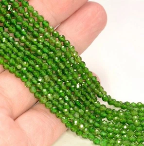 Genuine Chrome Diopside Faceted Round Gemstone Beads Strand 12'' Craft Making - Foto 1 di 18